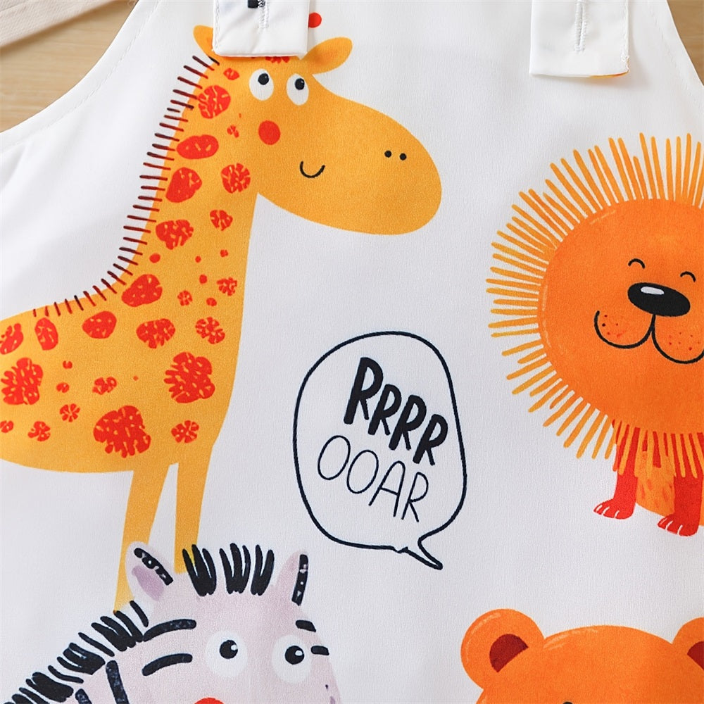2PCS Adorable Animal Print Sleeveless Baby Overalls Set