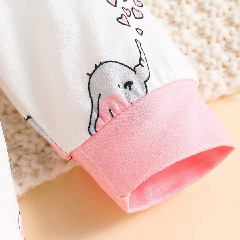 2PCS Cute Elephant Print Long Sleeve Baby Jumpsuit