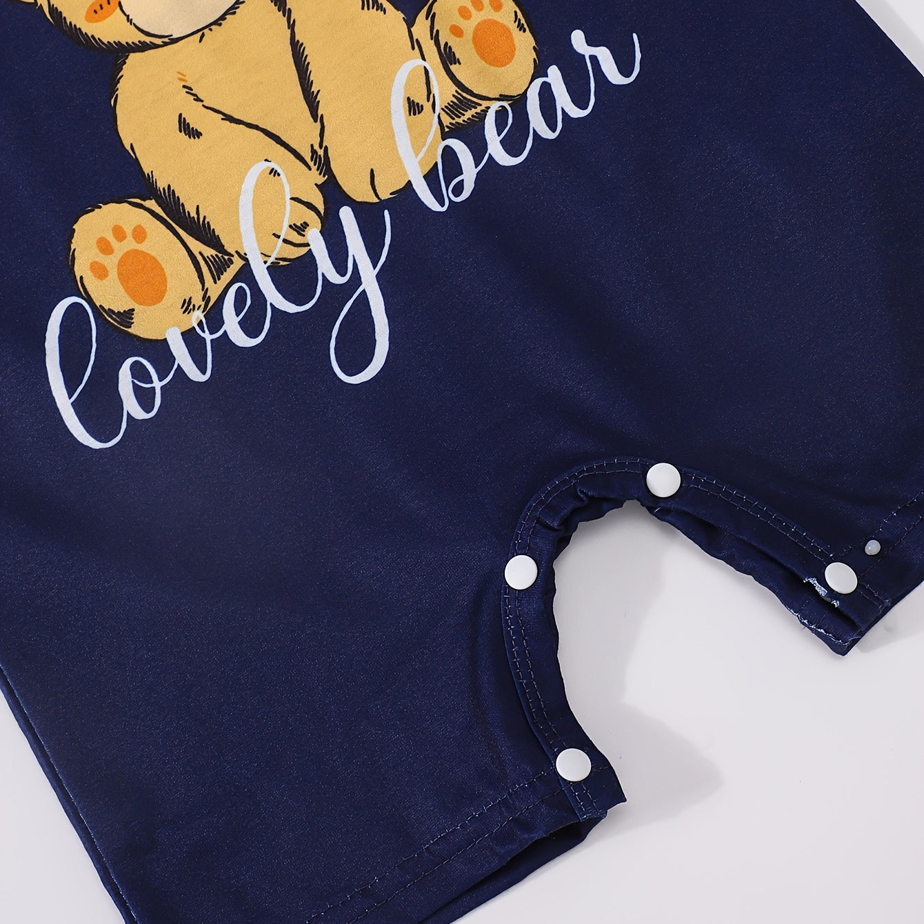 Cute Bear Stripe Print Short Sleeve Baby Jumpsuit