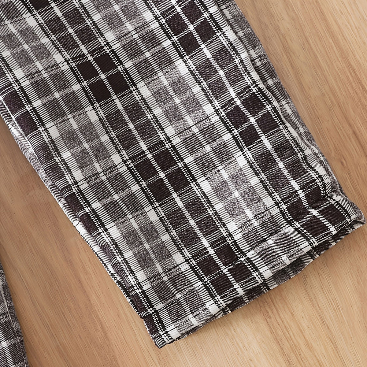 2PCS Chic Plaid Printed Bow Long Sleeve Baby Girl Set