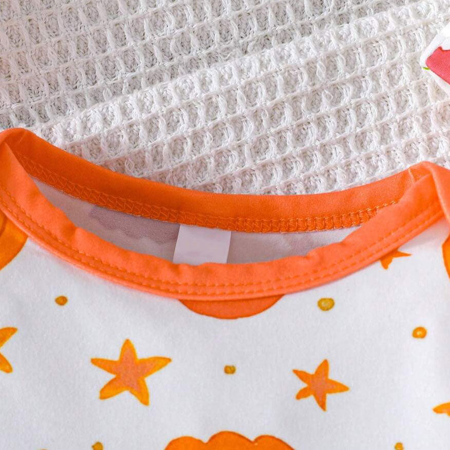 2PCS Cute Pumpkin and Ghost Print Long Sleeve Baby Jumpsuit