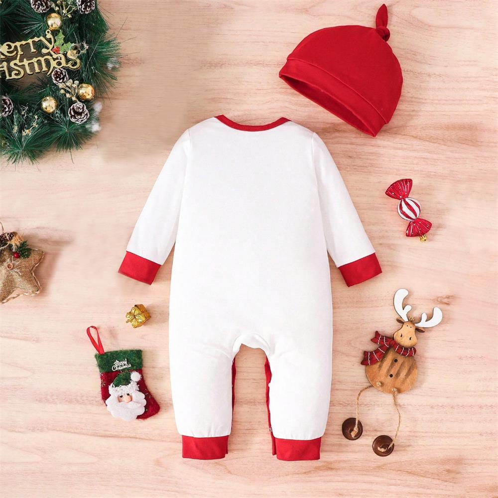 2PCS My 1st Christmas Letter Print Long Sleeve Baby Jumpsuit
