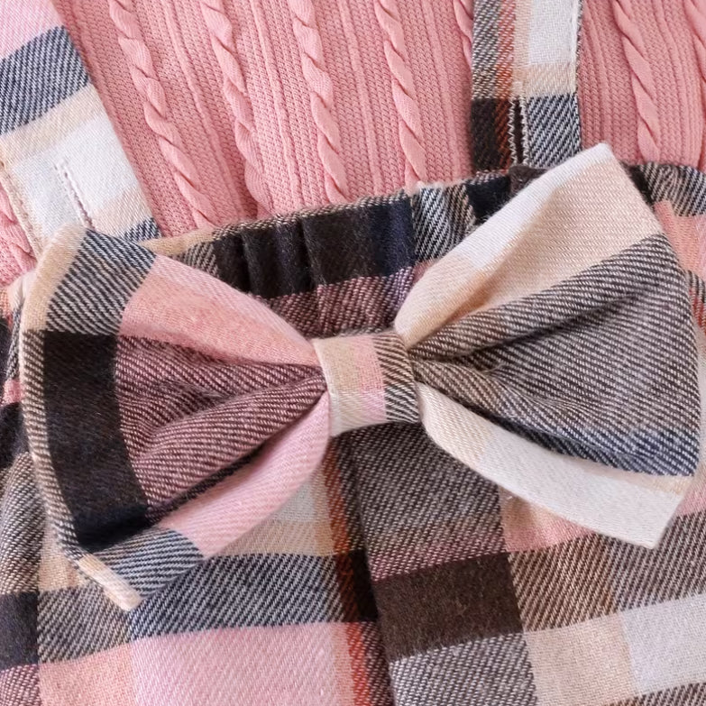 3PCS Grace Plaid Printed Suspender Baby Set