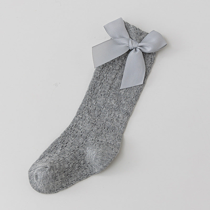 Breathable Mesh Bow Lace Long Baby Socks