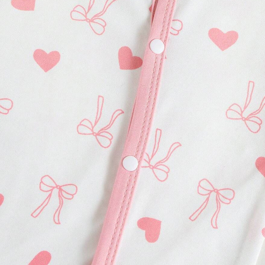 Cheerful Heart Print Long Sleeve Baby Girl Jumpsuit