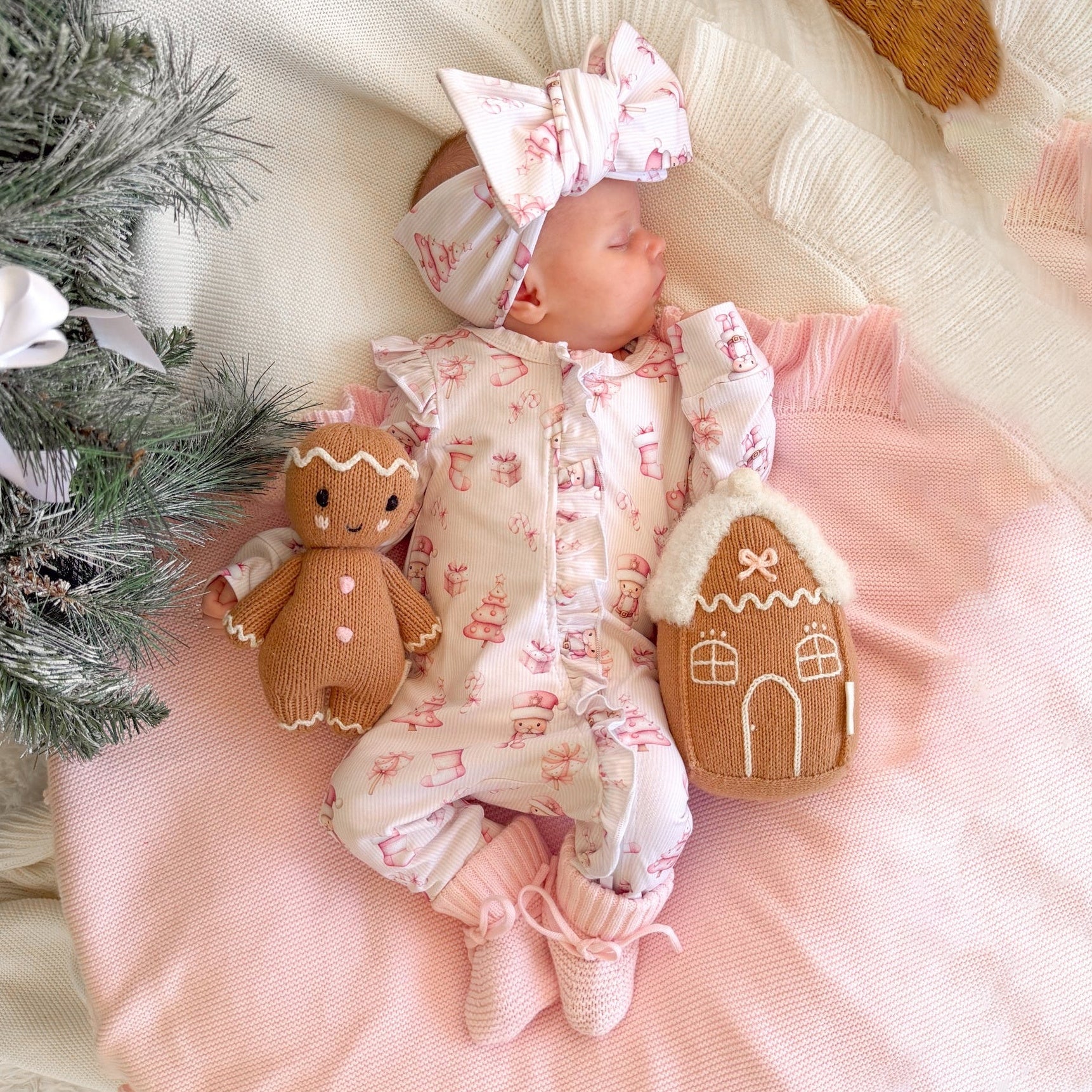 2PCS Cute Christmas Nutcracker Printed Zipper Baby Jumpsuit