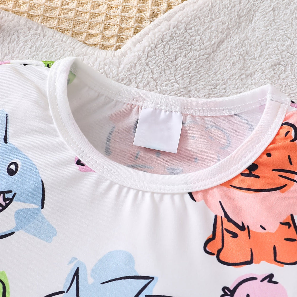 Casual Allover Animal Printed Short Sleeve Baby Jumpsuit