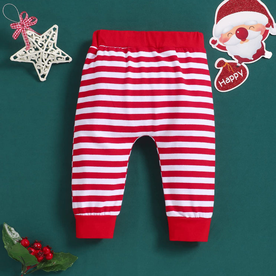 3PCS My 1st Christmas Letter Printed Striped Long Sleeve Baby Set