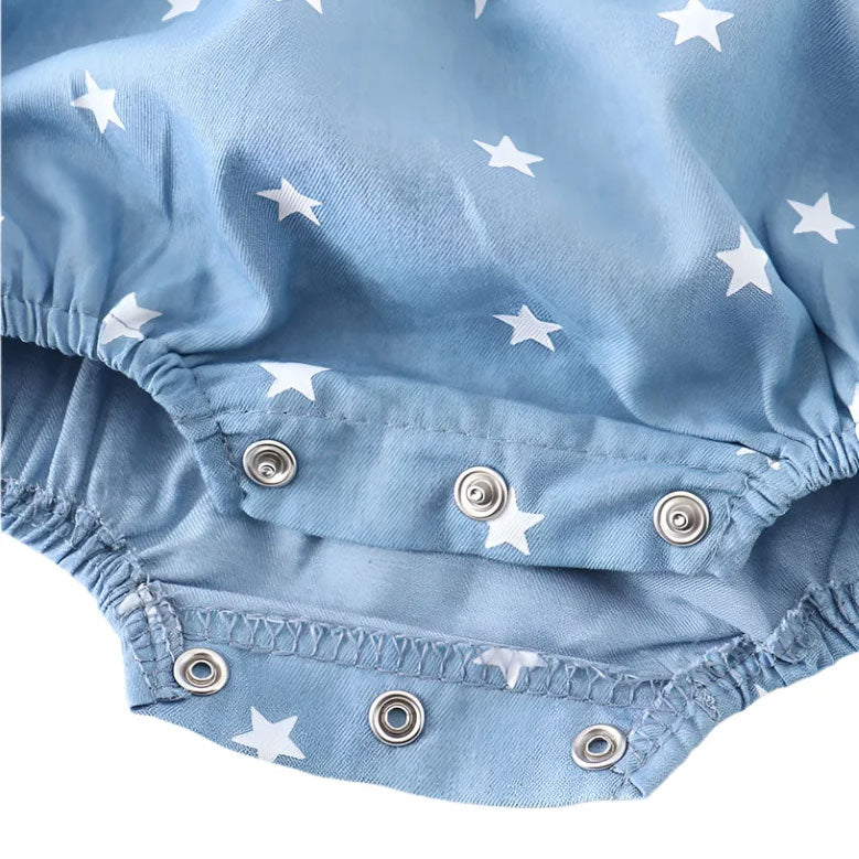 Sweet Allover Stars Print Flutter Sleeve Baby Girl Romper