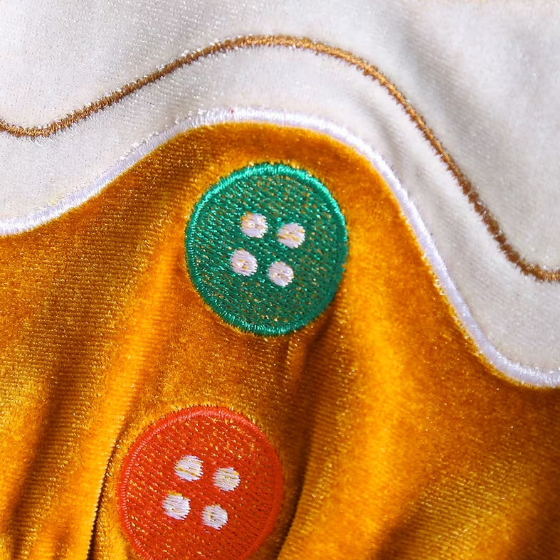 2PCS Gingerbread Man Stripe Print Velvet Baby Christmas Romper