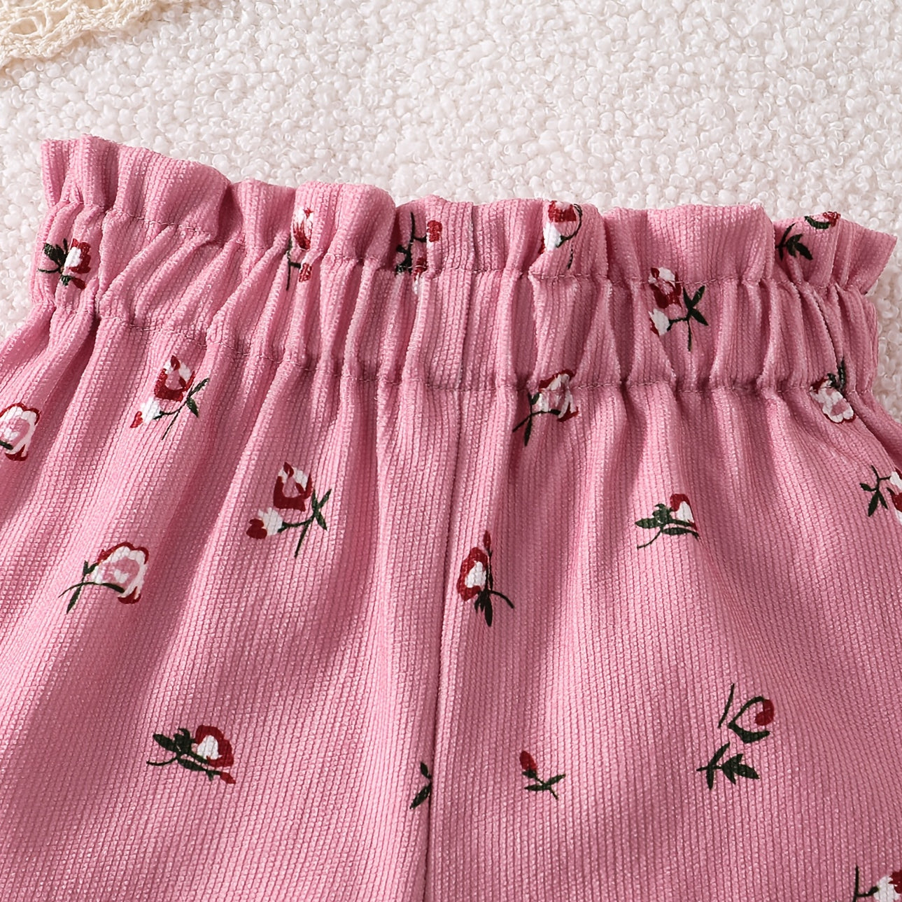 3PCS Sweet Ditsy Floral Print Flutter Sleeve Baby Girl Set