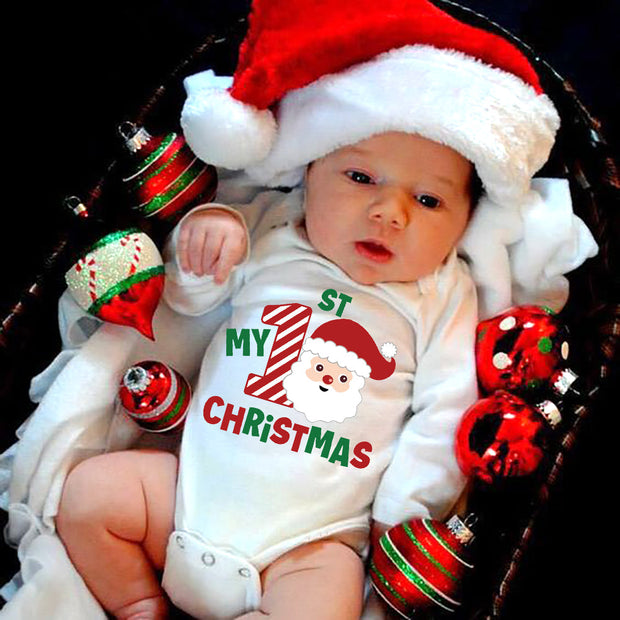 My First Christmas Letter Printed Baby Romper