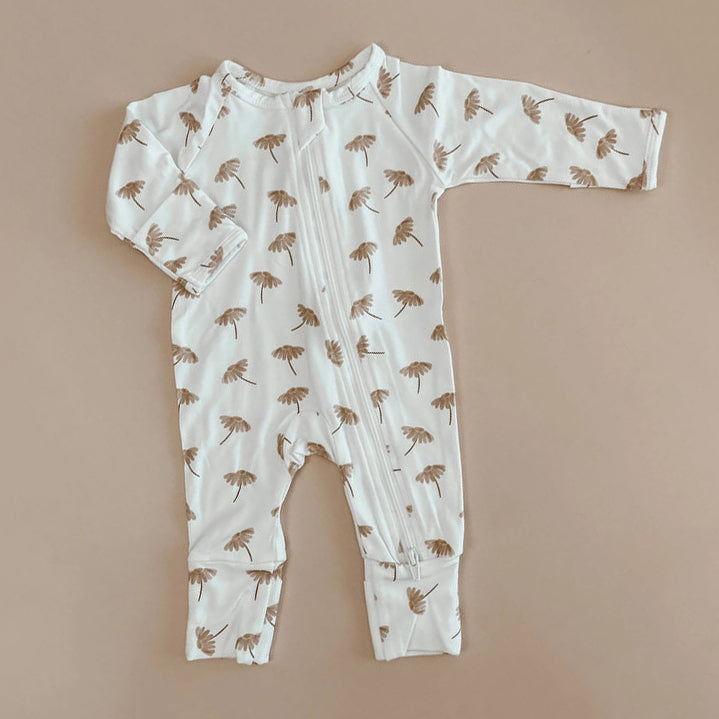 Comfy All Over Floral Printed Long Sleeve Baby Zipper Jumpsuit
