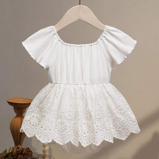 Stylish Summer Solid Color Ribbed Short Sleeves Baby Romper