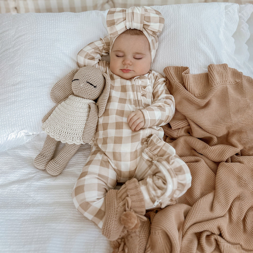 2PCS Comfortable Plaid Printed Long Sleeve Baby Jumpsuit