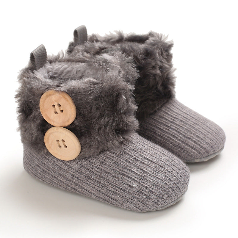 Baby Fleece-Lined Warm Soft Sole Prewalker Snow Boots