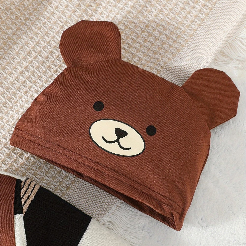 2PCS Cute Bear Embroidery Long Sleeve Baby Jumpsuit