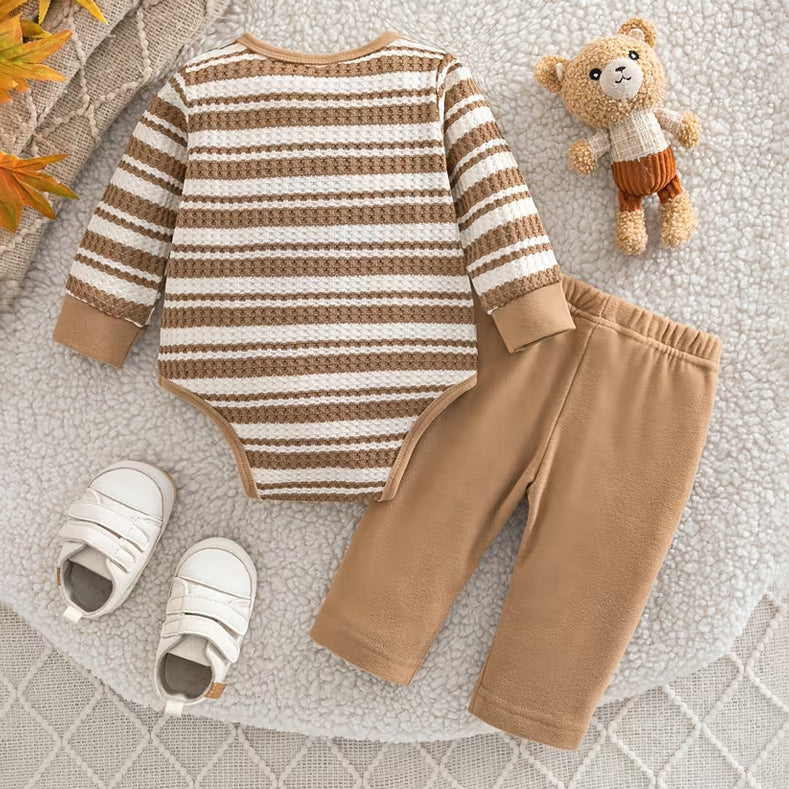 2PCS Stylish Stripe Print Long Sleeve Baby Boy Set