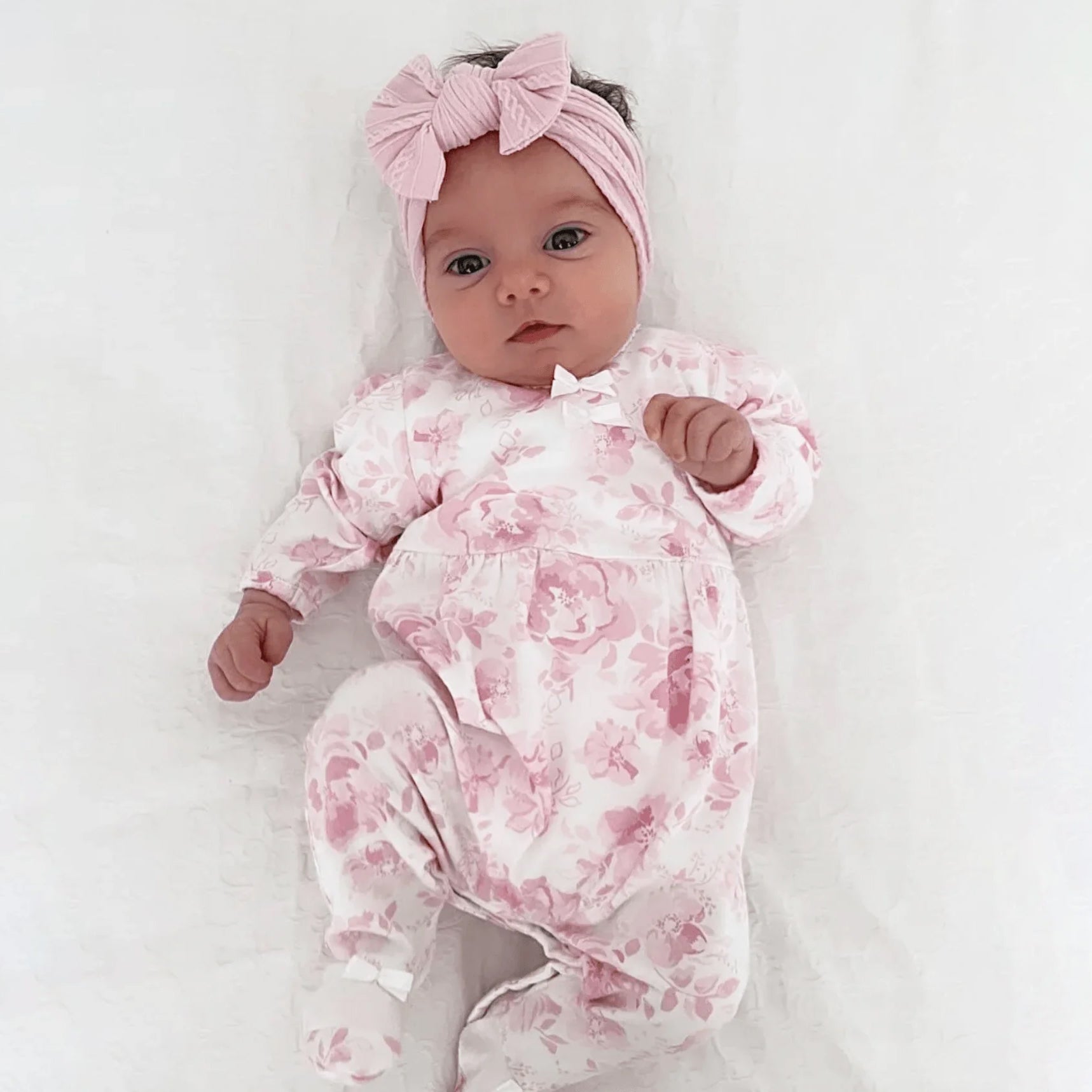 Pretty Floral Printed Long Sleeve Baby Jumpsuit