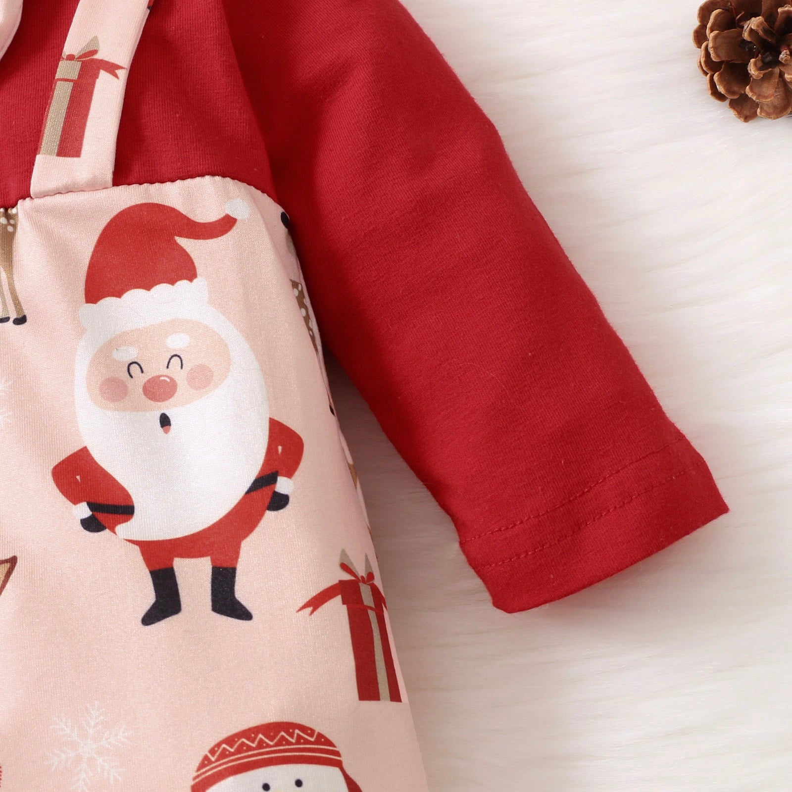 Stylish Santa Claus Printed Long Sleeve Baby Jumpsuit