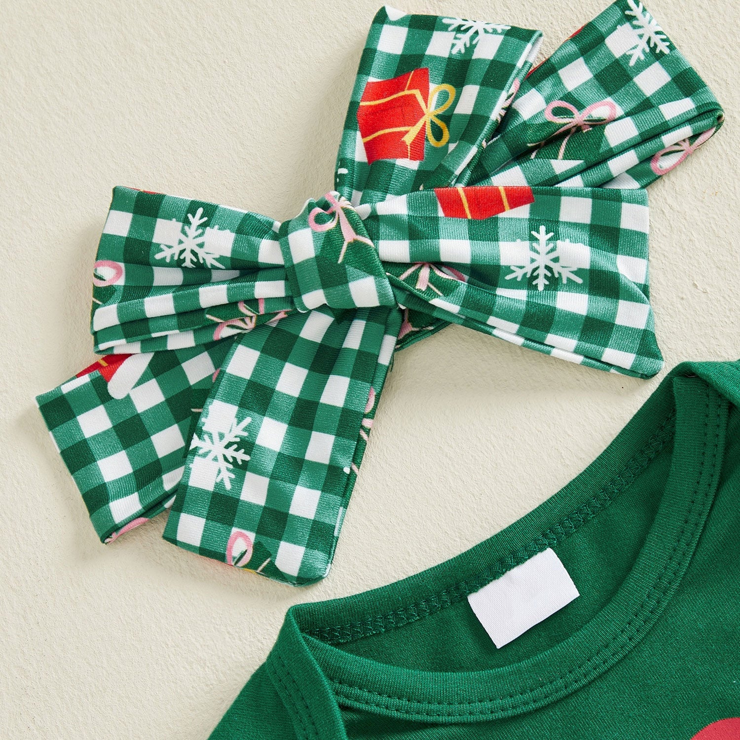 4PCS My 1st Christmas Letter Plaid Print Long Sleeve Baby Set