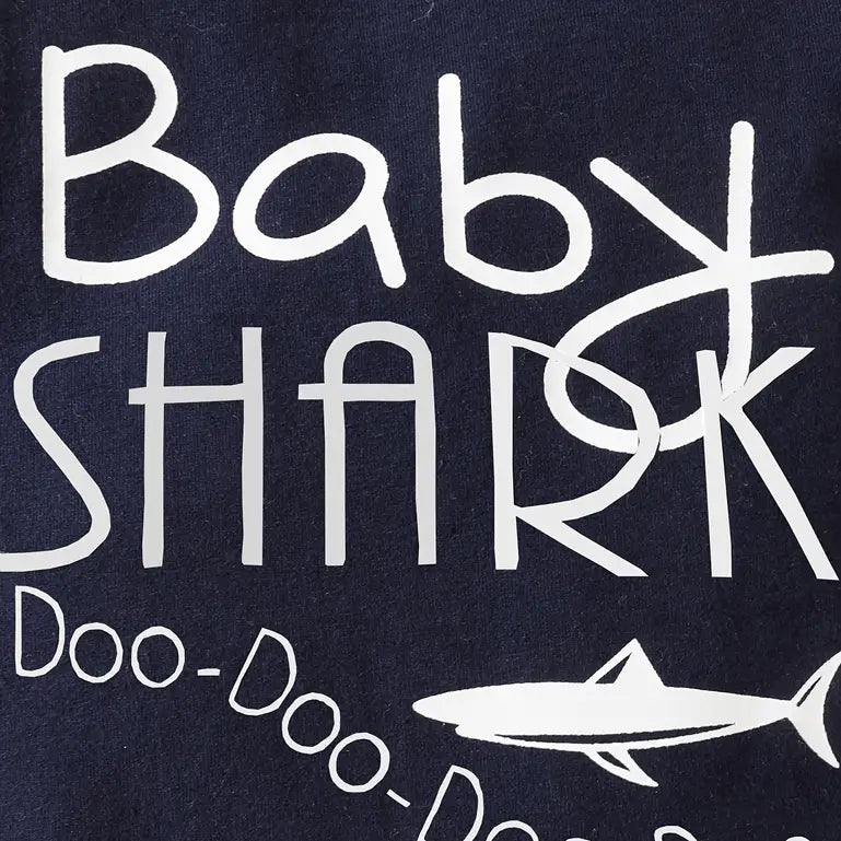 3PCS Baby Shark Letter Shark Printed Long Sleeve Baby Set