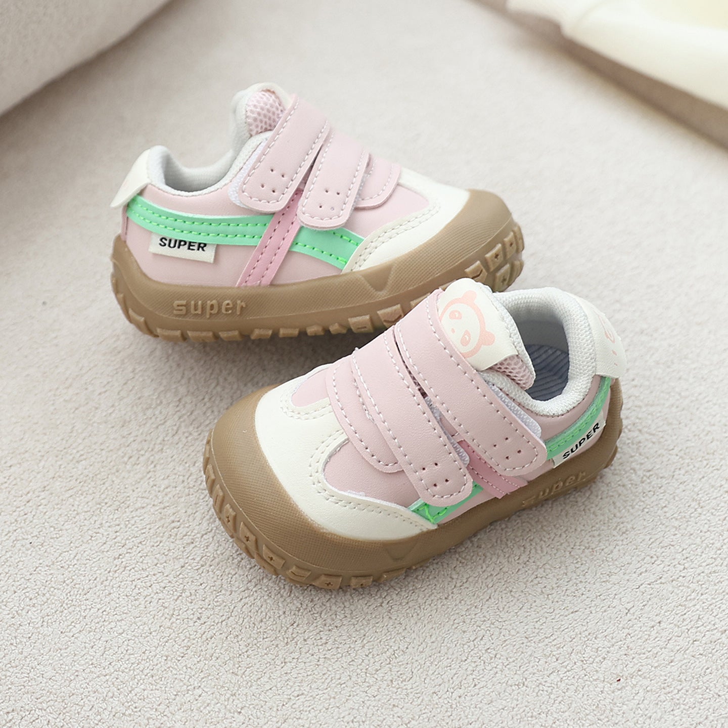 Unisex Baby & Toddler Colorblock Non-Slip Soft Sole First Walker Sneakers