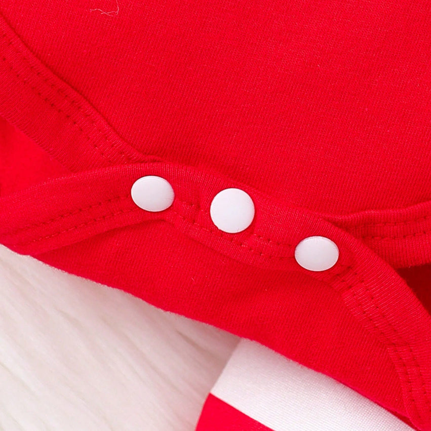 3PCS My 1st Christmas Letter Santa Claus Stripe Printed Baby Set