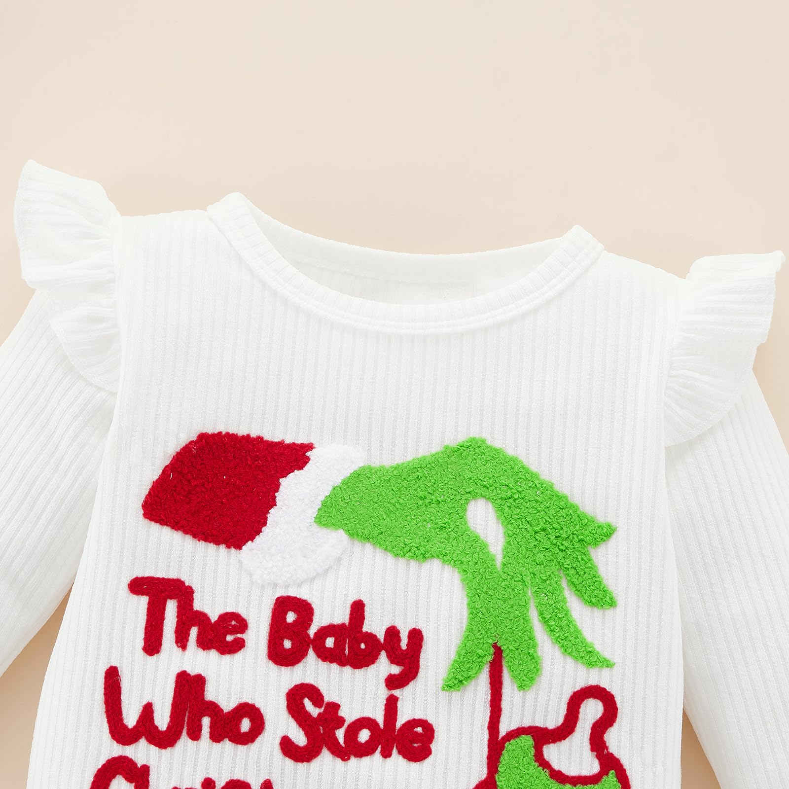 2PCS The Baby Who Stole Christmas Letter Printed Baby Overalls Set