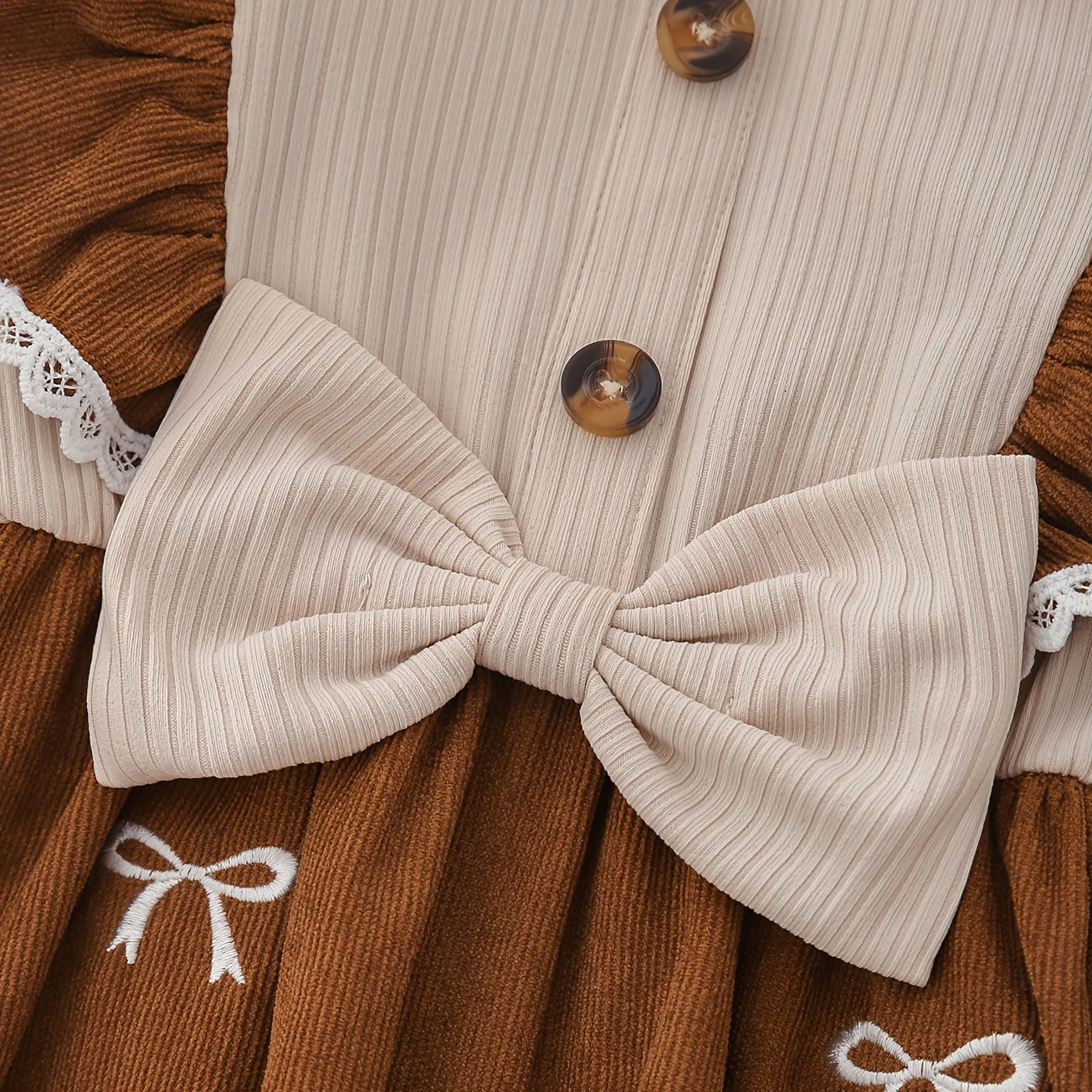 2PCS Pretty Bow Printed Long Sleeve Baby Girl Jumpsuit