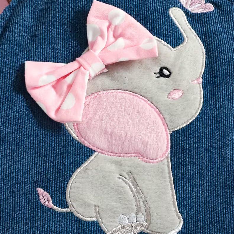 3PCS Cute Elephant Polka Dots Printed Baby Set