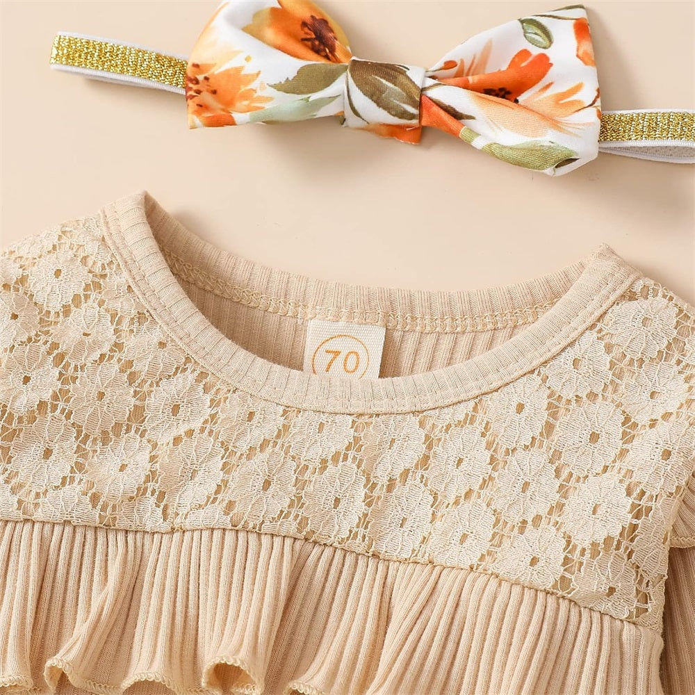 3PCS Trend Lovely Floral Print Long Sleeve Baby Set
