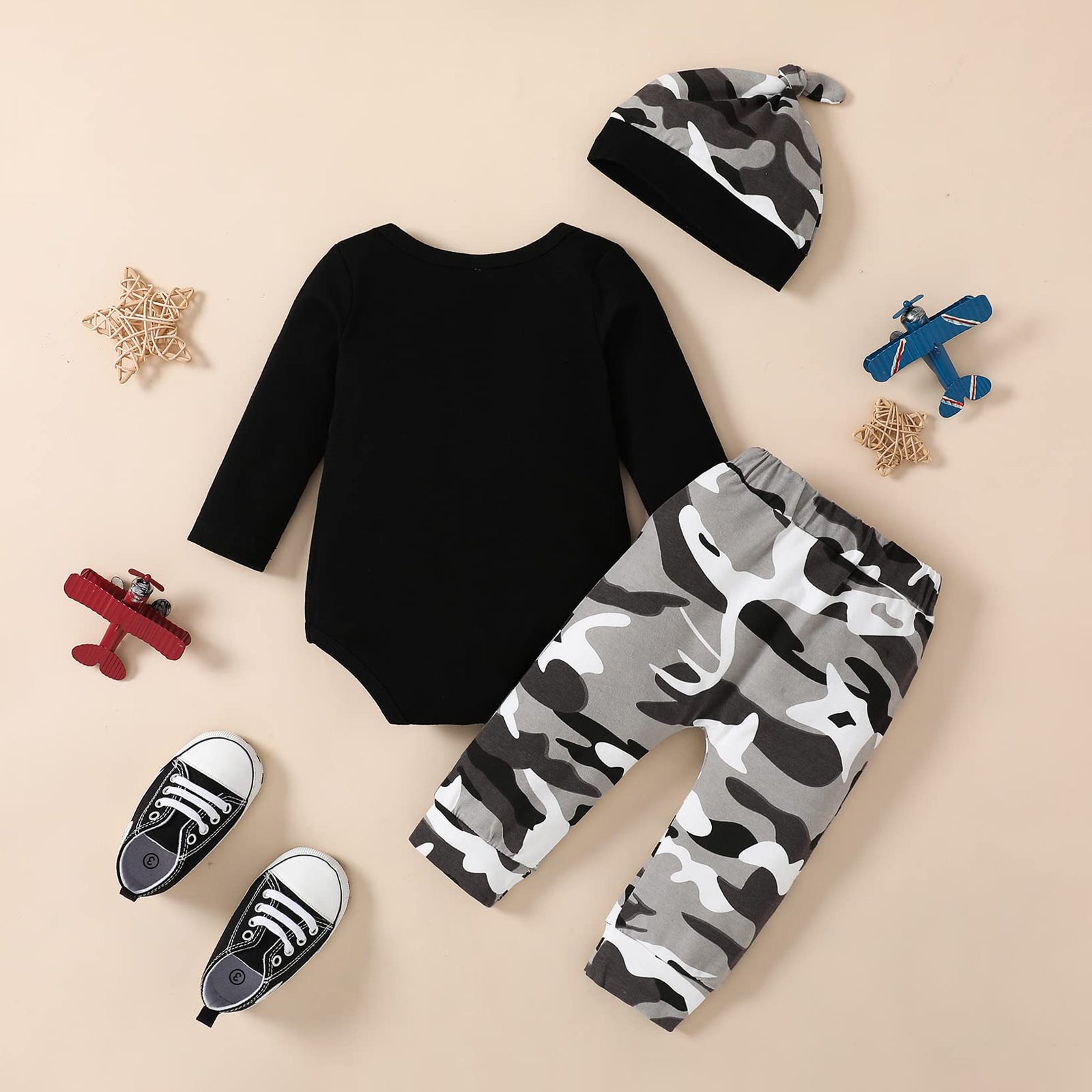 3PCS Cool Camouflage Printed Long Sleeve Baby Boy Set