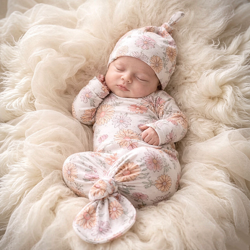 2PCS Timeless Floral Printed NewBorn Baby Sleeping Bag