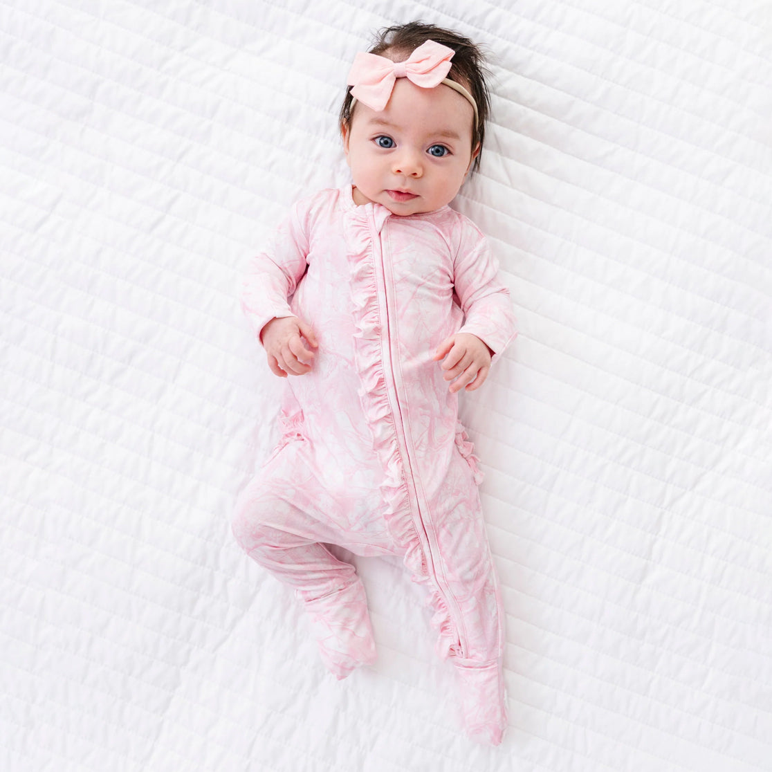 2PCS Sweet Floral Print Ruffle Zipper Long Sleeve Baby Jumpsuit