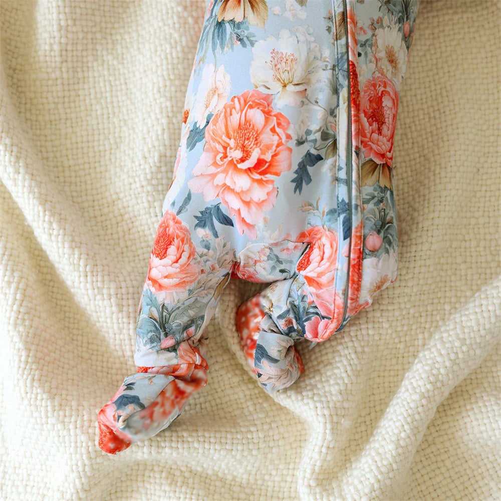 2PCS Charming Floral Printed Zipper Baby Girl Jumpsuit