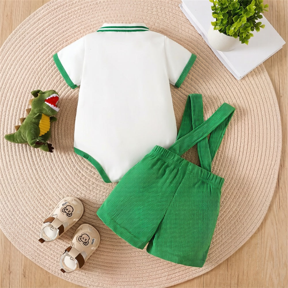 2PCS Summer Dinosaur Printed Short Sleeve Baby Set