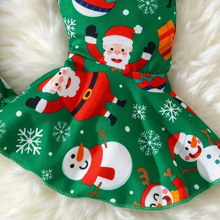 2PCS Sweet My 1st Christmas Letter Holiday Print Baby Girl Set