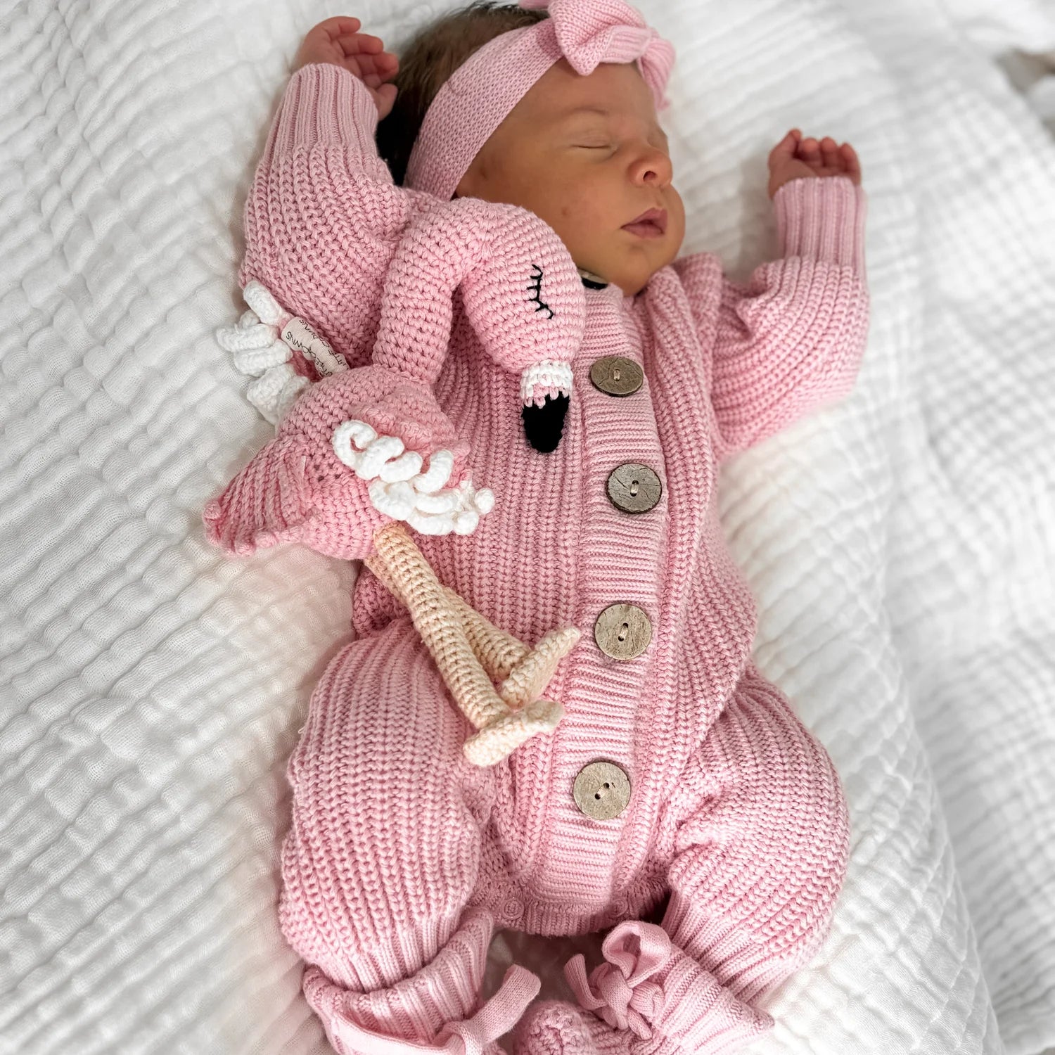 2PCS Warm Knitted Cotton Long Sleeve Baby Jumpsuit