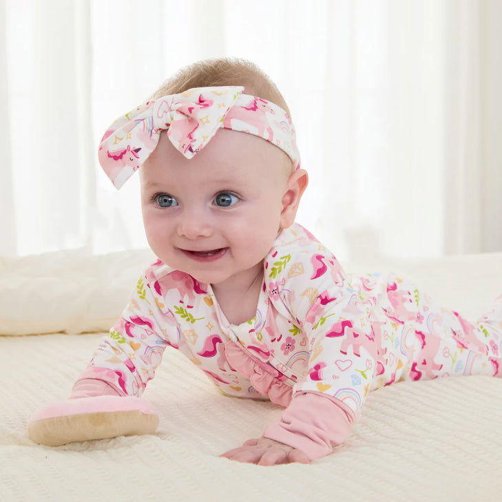 2PCS Grace Pony Printed Zipper Bamboo Viscose Baby Jumpsuit