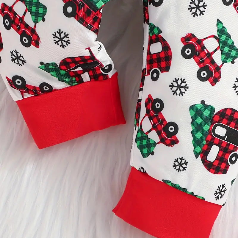 3PCS Merry Christmas Letter Printed Long Sleeve Baby Set