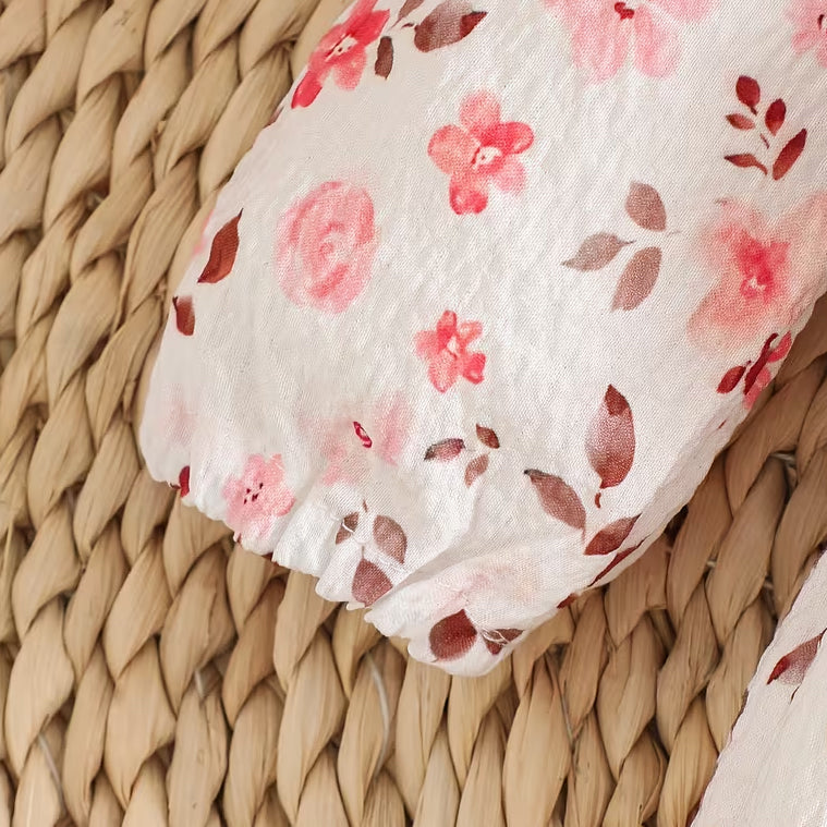 Endearing Floral Printed Ruffle Long Sleeve Baby Jumpsuit