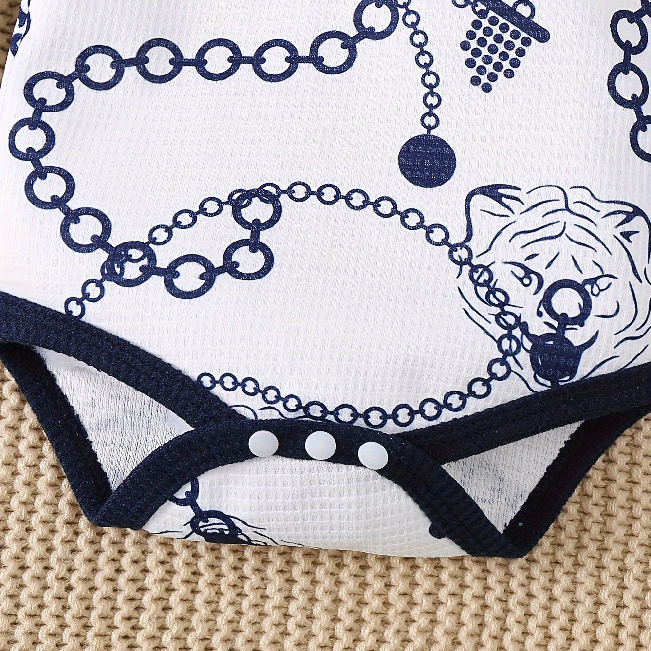 3PCS Cool Tiger and Chains Printed Long Sleeve Baby Boy Set