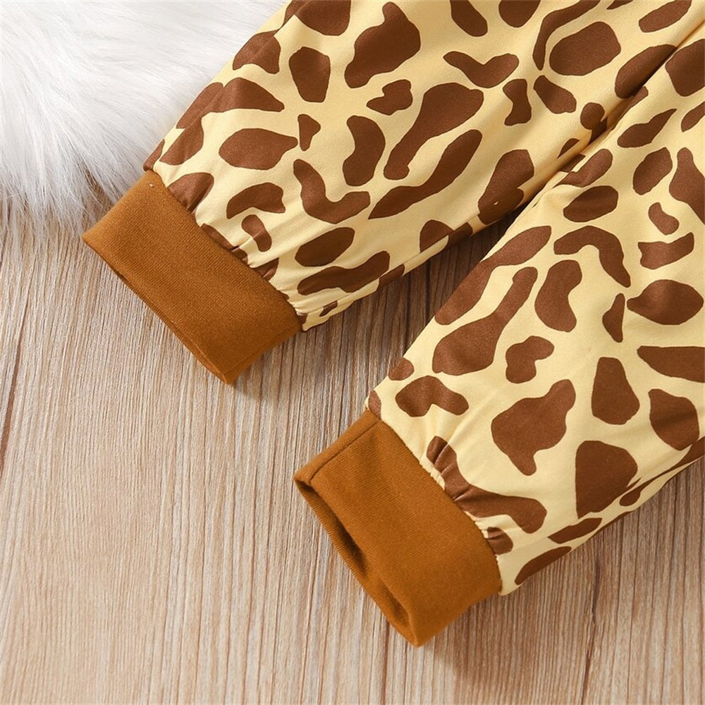 3PCS Adorable Giraffe Printed Long Sleeve Baby Set