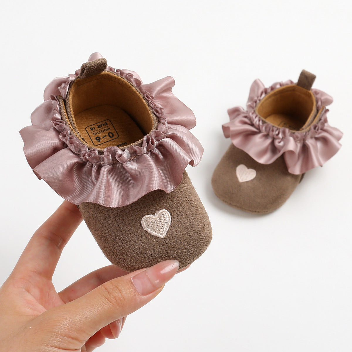 Heart Embroidery Anti Slip Soft Girls Baby Shoes