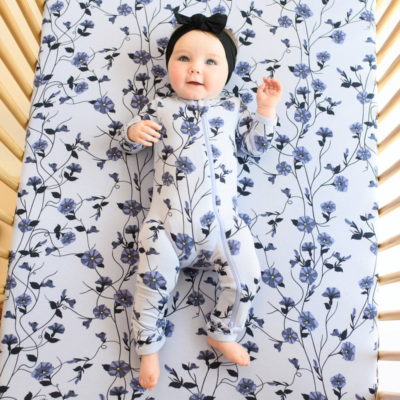 Trendy Floral Printed Long Sleeve Zipper Baby Jumpsuit