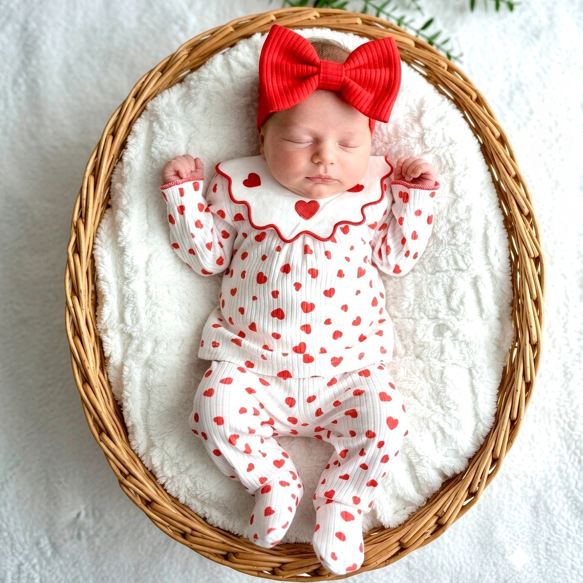 2PCS Grace Heart Printed Long Sleeve Baby Girl Set