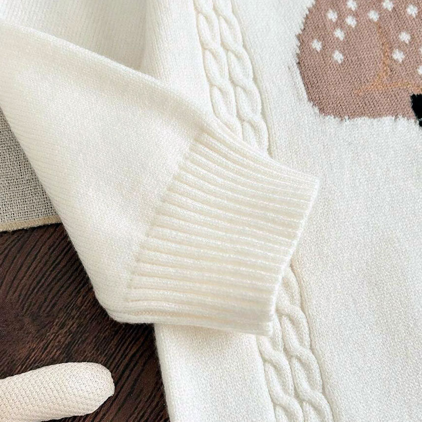 Cozy Elk Printed Long Sleeve Baby Knit Jumpsuit