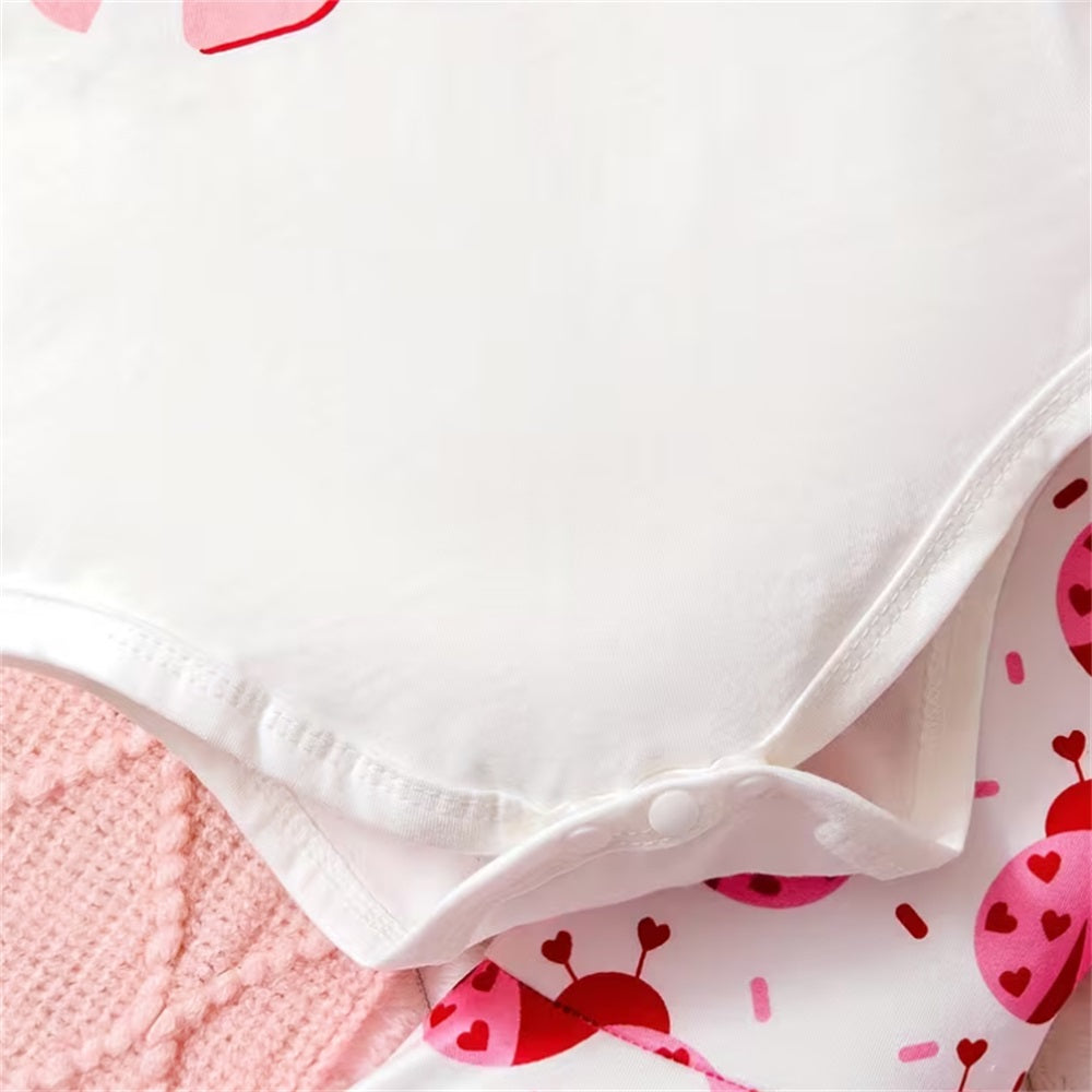3PCS Mama's Letter Love BUG Letter Print Long Sleeve Baby Set