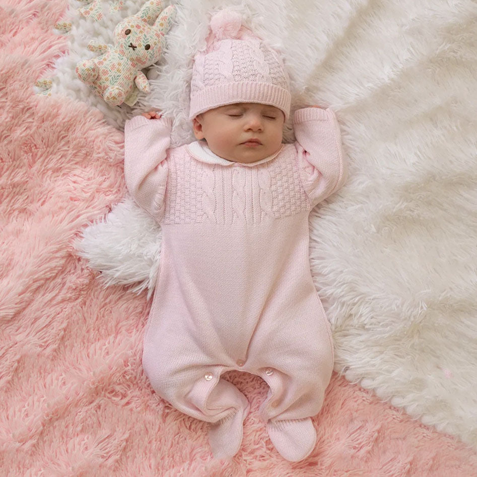 2PCS Timeless Solid Color Knit Long Sleeve Baby Girl Jumpsuit